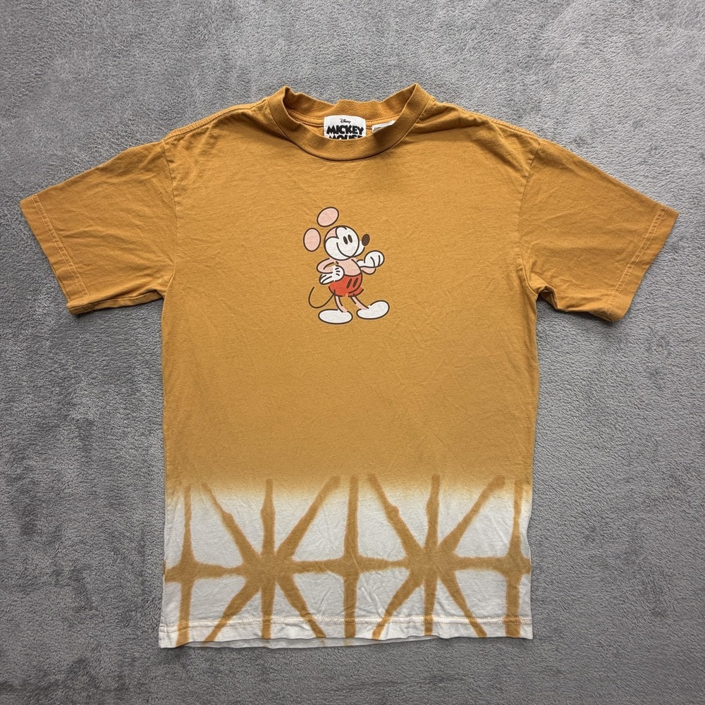 Mickey Mouse Shirt Mens S Gold Mickey Mouse Graphic Tee Cotton Crewneck